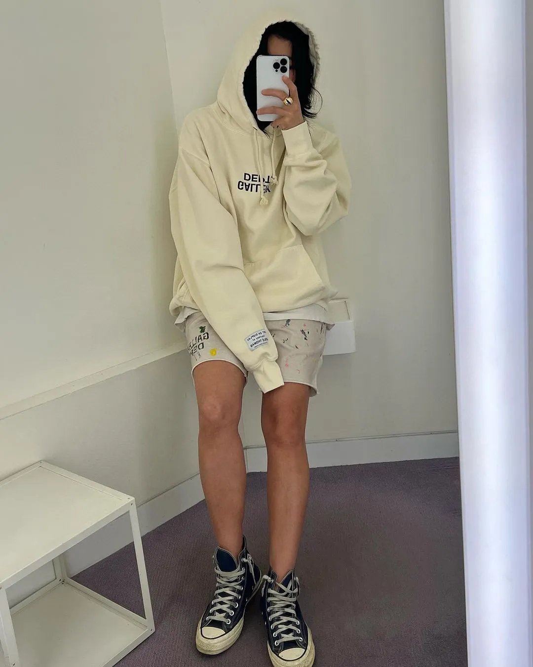 Heavy craftsmanship, the first choice for American boys in summer GALLERY DEPT. INSOMNIA SHORTS/WHITE English mud-dyed and ink-splashed shorts, off-white S-XL, super comfortable and breathable fabric, frees the lower body, heavy wash, mud-dyed and distressed, super complex ink-splashed graffiti